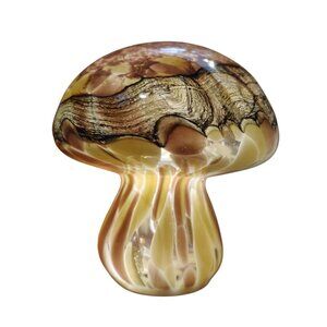 Iridescent Glass Mushroom Night Light, USB Cord, Brown Gold, Swirl, Whimsical